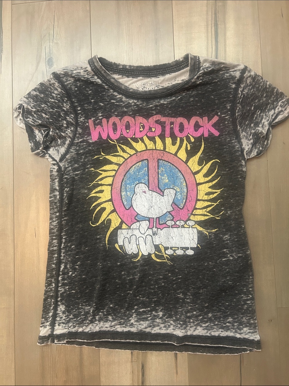 Recycled Karma Woodstock Peace Sign Burnout Graphic Tee Small